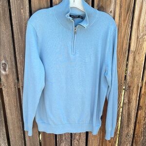 Nautica M Blue Quarter Zip Sweater Cotton Mock Neck Collar Men’s Medium Soft